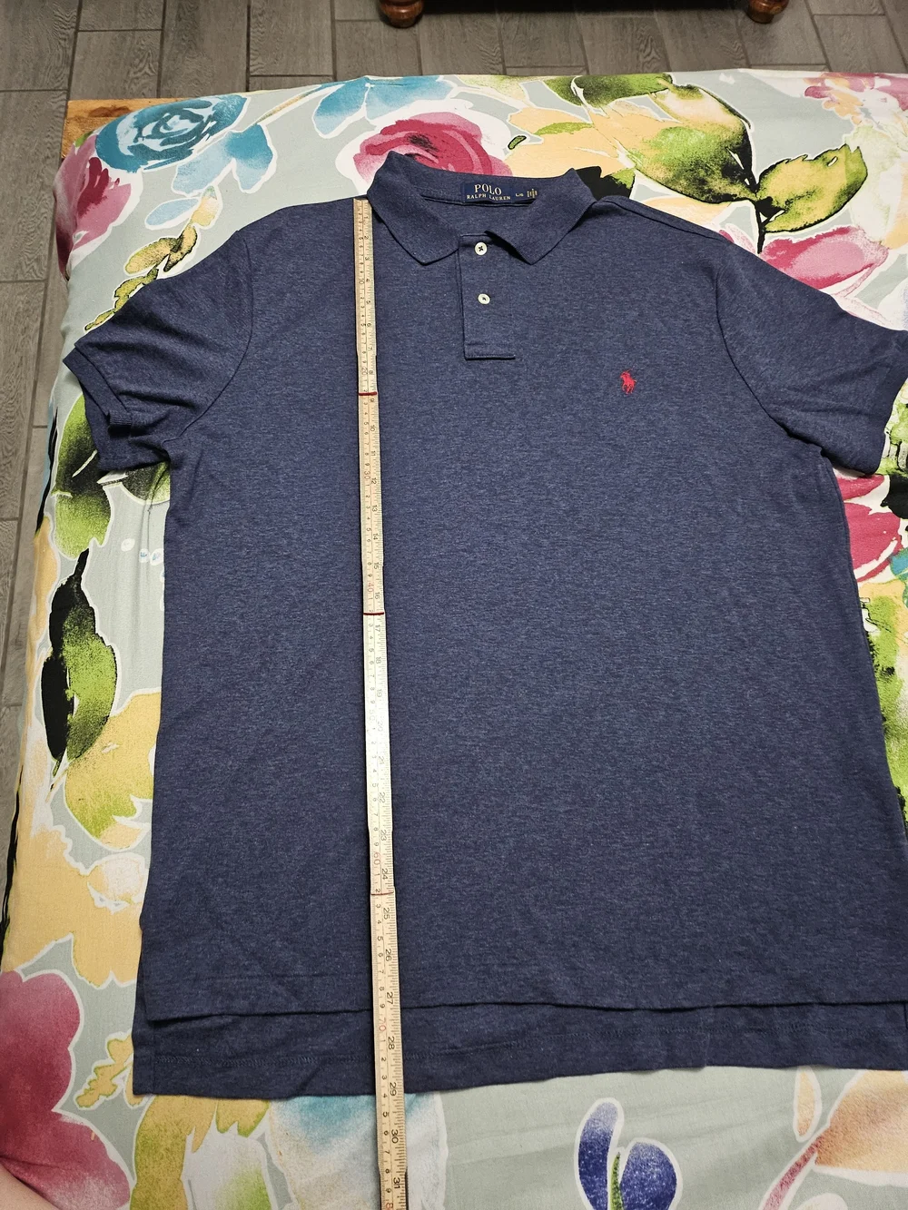 Polo by Ralph Lauren Men's Navy Heather Polo Shirt with Red Pony